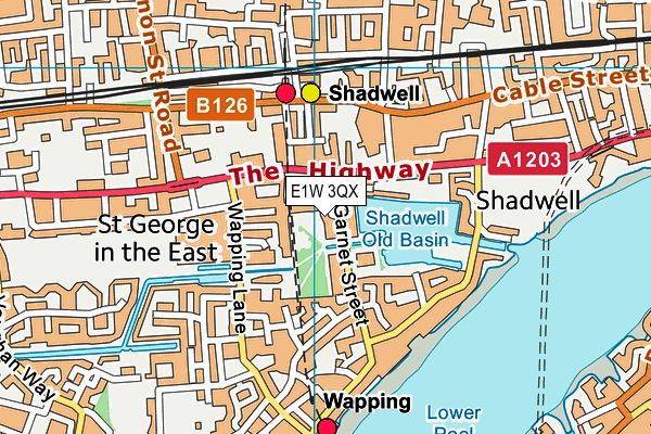E1W 3QX map - OS VectorMap District (Ordnance Survey)