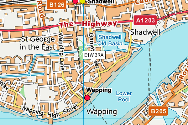 E1W 3RA map - OS VectorMap District (Ordnance Survey)