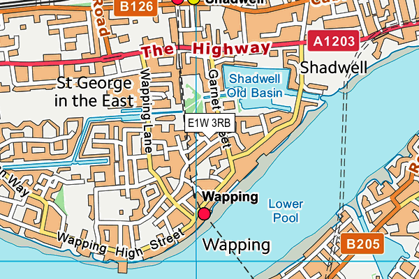 E1W 3RB map - OS VectorMap District (Ordnance Survey)