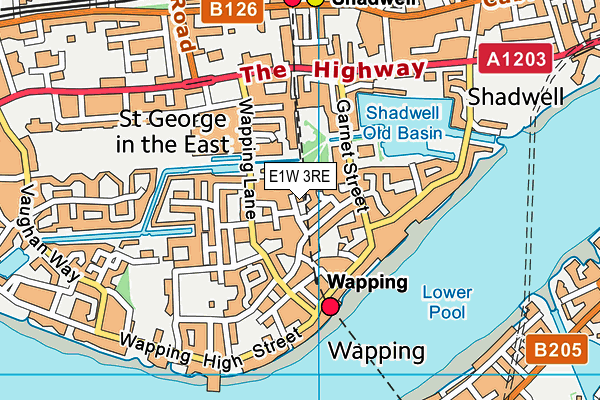 E1W 3RE map - OS VectorMap District (Ordnance Survey)