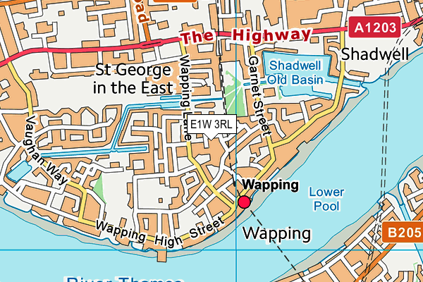 E1W 3RL map - OS VectorMap District (Ordnance Survey)