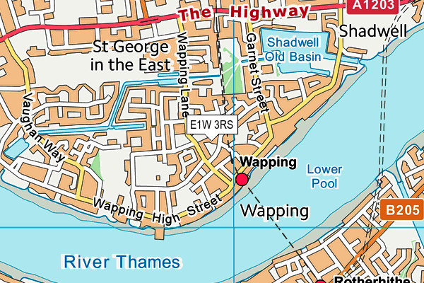 E1W 3RS map - OS VectorMap District (Ordnance Survey)