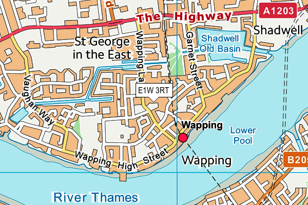 E1W 3RT map - OS VectorMap District (Ordnance Survey)