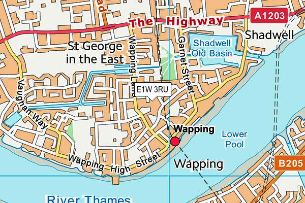 E1W 3RU map - OS VectorMap District (Ordnance Survey)