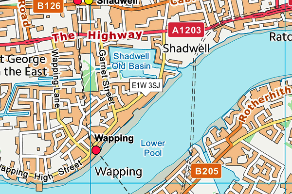 E1W 3SJ map - OS VectorMap District (Ordnance Survey)