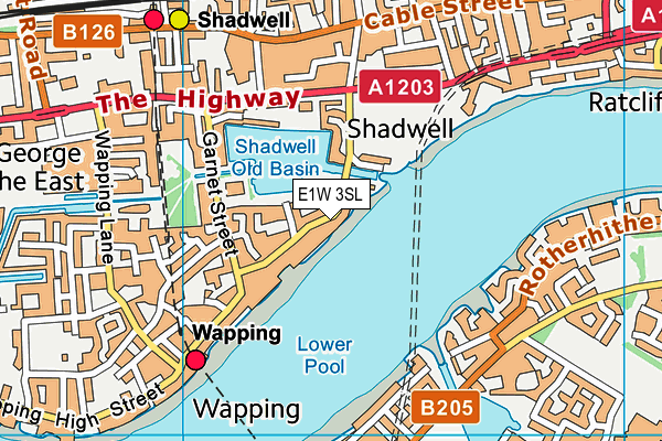 E1W 3SL map - OS VectorMap District (Ordnance Survey)