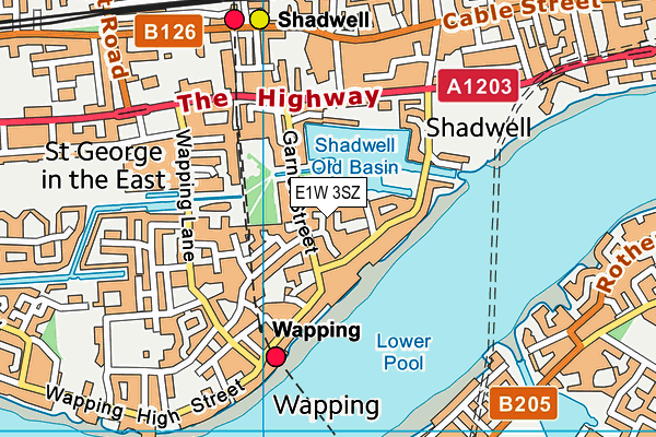 E1W 3SZ map - OS VectorMap District (Ordnance Survey)