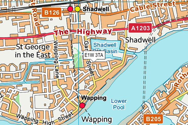 E1W 3TA map - OS VectorMap District (Ordnance Survey)