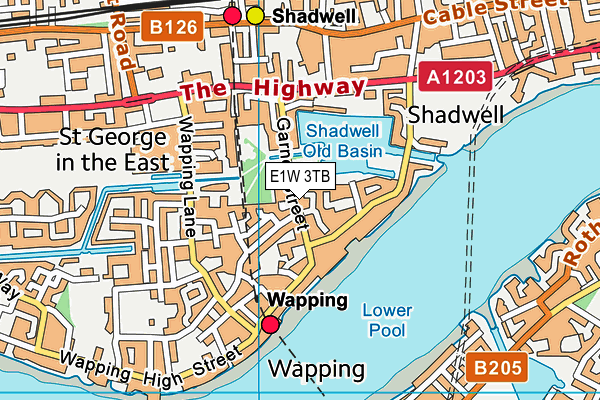 E1W 3TB map - OS VectorMap District (Ordnance Survey)