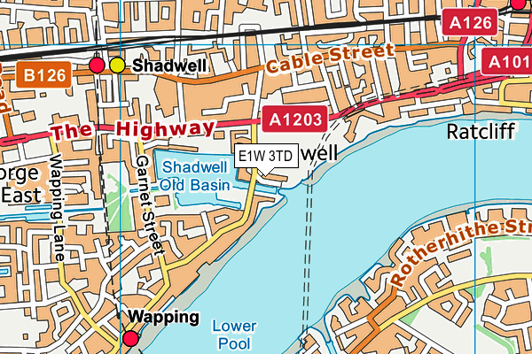 E1W 3TD map - OS VectorMap District (Ordnance Survey)