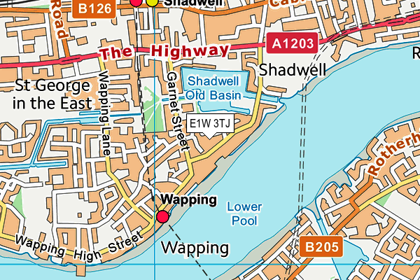E1W 3TJ map - OS VectorMap District (Ordnance Survey)