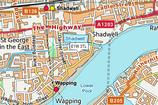 E1W 3TL map - OS VectorMap District (Ordnance Survey)