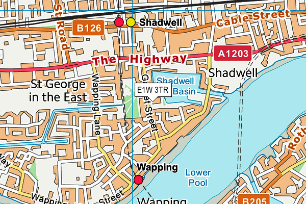 E1W 3TR map - OS VectorMap District (Ordnance Survey)