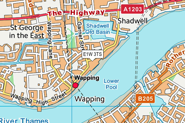 E1W 3TS map - OS VectorMap District (Ordnance Survey)