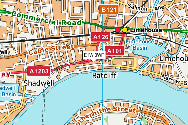 E1W 3WF map - OS VectorMap District (Ordnance Survey)