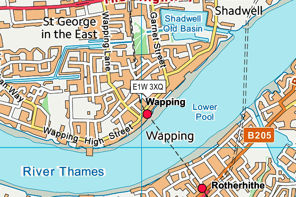 E1W 3XQ map - OS VectorMap District (Ordnance Survey)