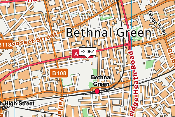 E2 0BZ map - OS VectorMap District (Ordnance Survey)