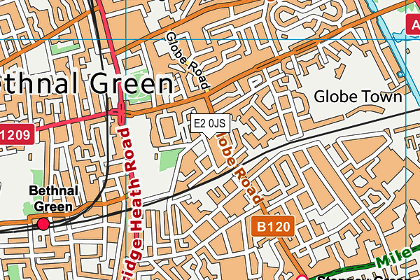 E2 0JS map - OS VectorMap District (Ordnance Survey)