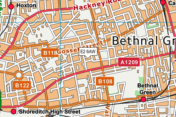 E2 6AW map - OS VectorMap District (Ordnance Survey)