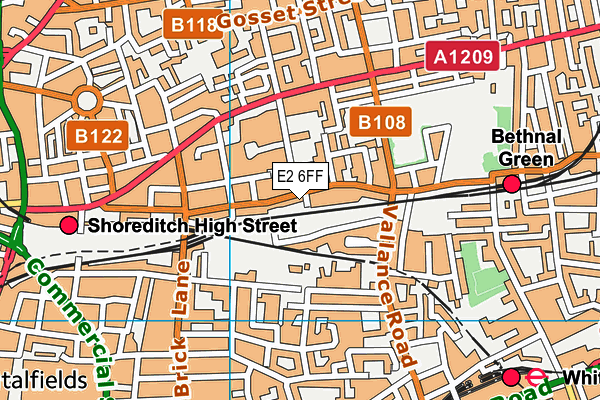 E2 6FF map - OS VectorMap District (Ordnance Survey)