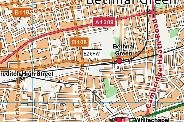 E2 6HW map - OS VectorMap District (Ordnance Survey)