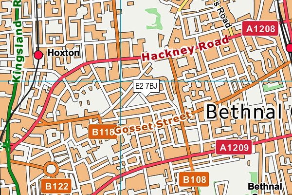 E2 7BJ map - OS VectorMap District (Ordnance Survey)