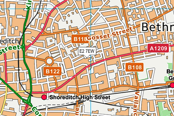 E2 7EW map - OS VectorMap District (Ordnance Survey)