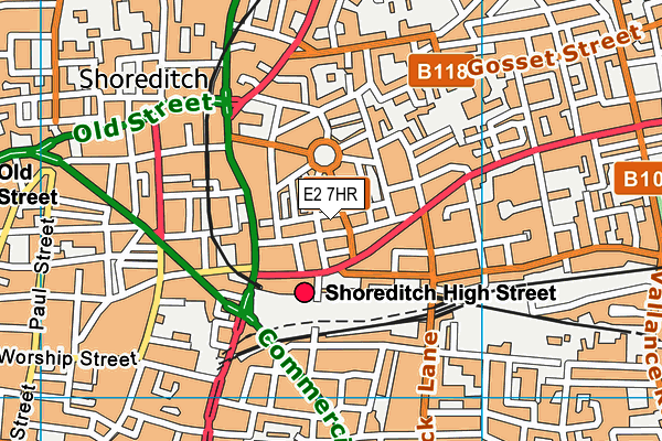 E2 7HR map - OS VectorMap District (Ordnance Survey)