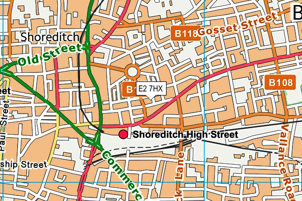 E2 7HX map - OS VectorMap District (Ordnance Survey)