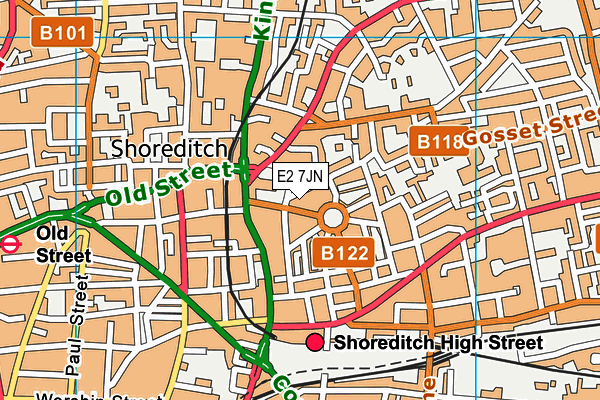 E2 7JN map - OS VectorMap District (Ordnance Survey)