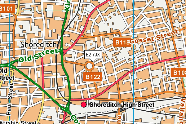 E2 7JX map - OS VectorMap District (Ordnance Survey)