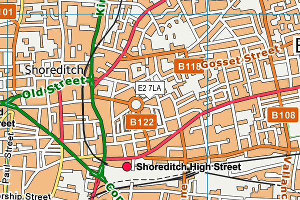 E2 7LA map - OS VectorMap District (Ordnance Survey)
