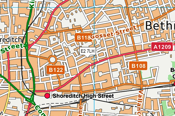 E2 7LH map - OS VectorMap District (Ordnance Survey)