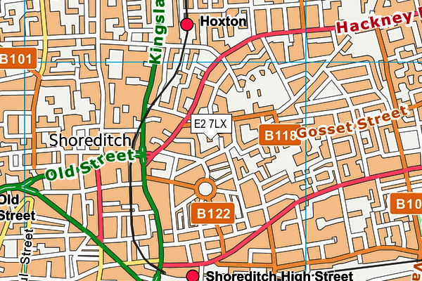 E2 7LX map - OS VectorMap District (Ordnance Survey)