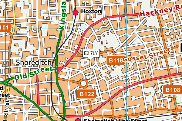 E2 7LY map - OS VectorMap District (Ordnance Survey)