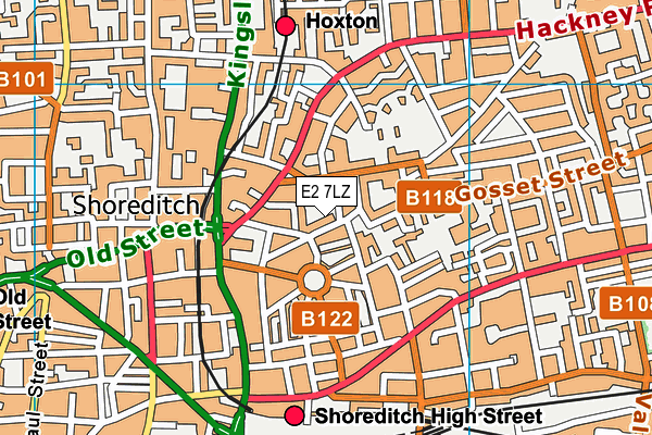 E2 7LZ map - OS VectorMap District (Ordnance Survey)