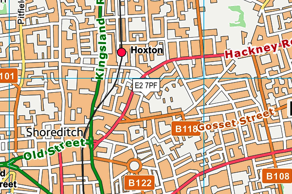 E2 7PF map - OS VectorMap District (Ordnance Survey)