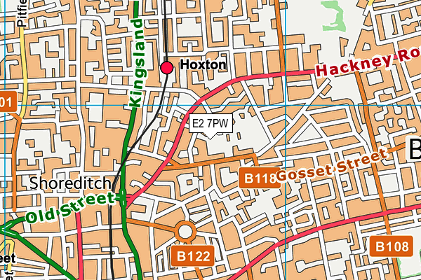 E2 7PW map - OS VectorMap District (Ordnance Survey)