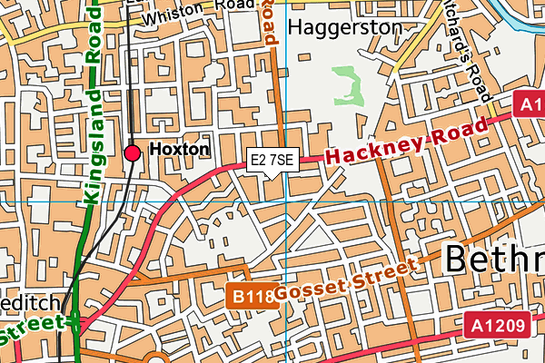 E2 7SE map - OS VectorMap District (Ordnance Survey)