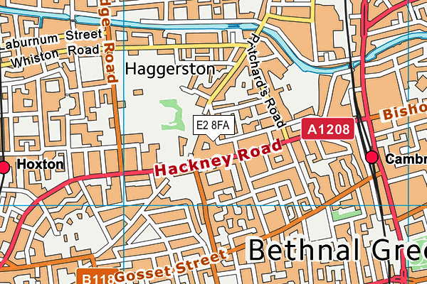 E2 8FA map - OS VectorMap District (Ordnance Survey)