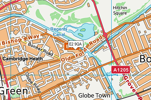 E2 9QA map - OS VectorMap District (Ordnance Survey)