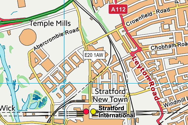 E20 1AW map - OS VectorMap District (Ordnance Survey)