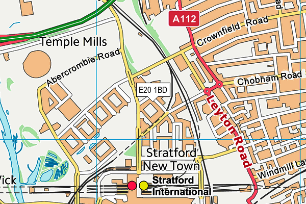 Better Gym (East Village Stratford) map (E20 1BD) - OS VectorMap District (Ordnance Survey)