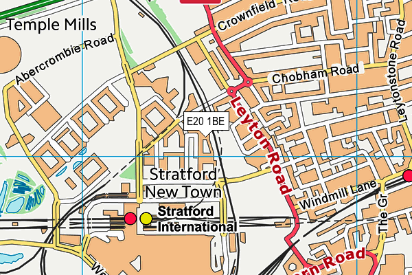 E20 1BE map - OS VectorMap District (Ordnance Survey)