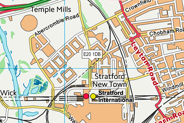 E20 1DB map - OS VectorMap District (Ordnance Survey)