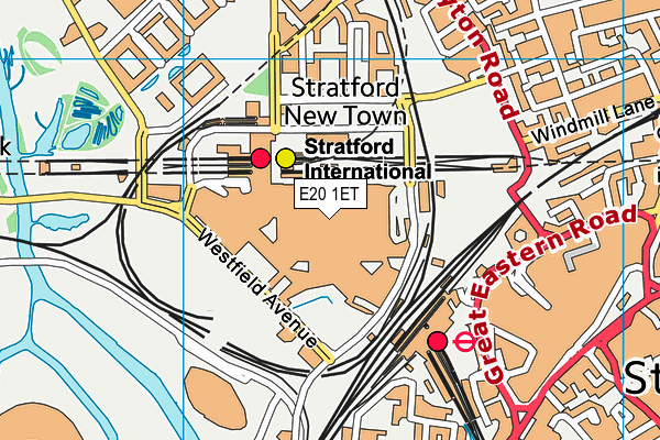 E20 1ET map - OS VectorMap District (Ordnance Survey)