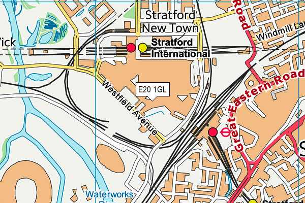 Gymbox (Westfield Stratford) map (E20 1GL) - OS VectorMap District (Ordnance Survey)