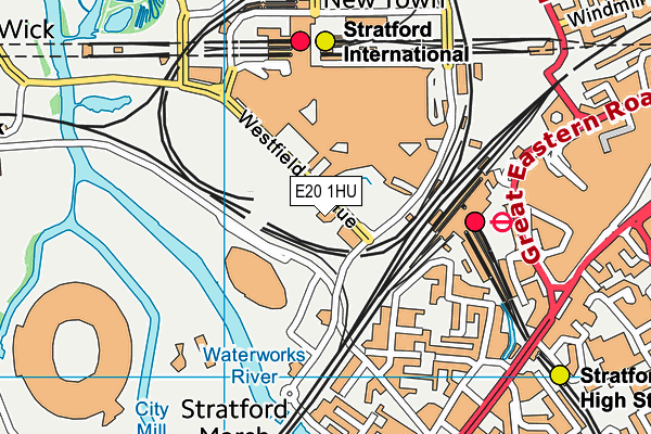 E20 1HU map - OS VectorMap District (Ordnance Survey)