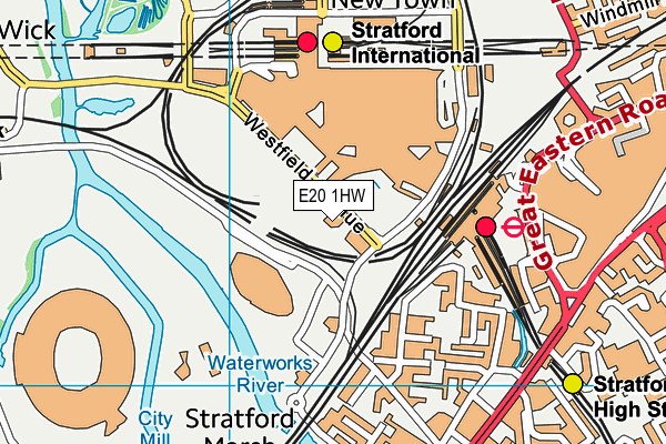 E20 1HW map - OS VectorMap District (Ordnance Survey)