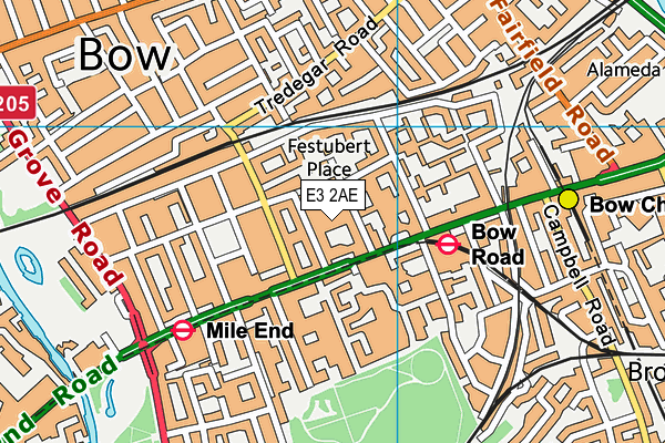 E3 2AE map - OS VectorMap District (Ordnance Survey)